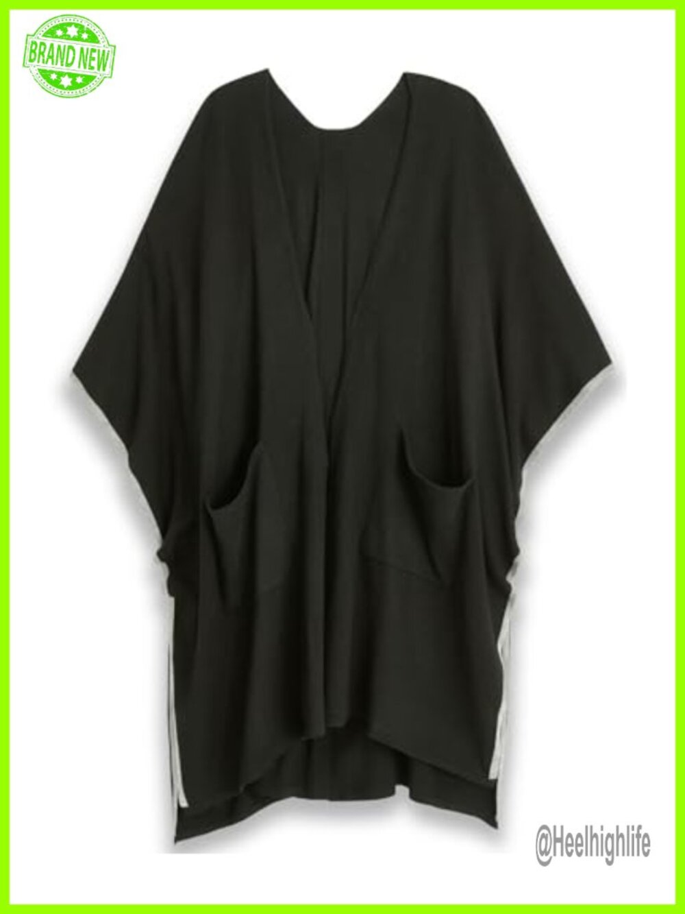 Tipped Ribbed Cozy Ruana Shawl Wrap Pashmina Polyester Acrylic Nylon